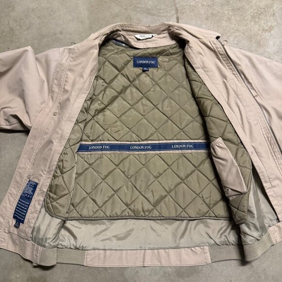 London Fog Khak(ease) Mens Beige Jacket bomber insulated vest chore field coat L - Picture 8 of 13
